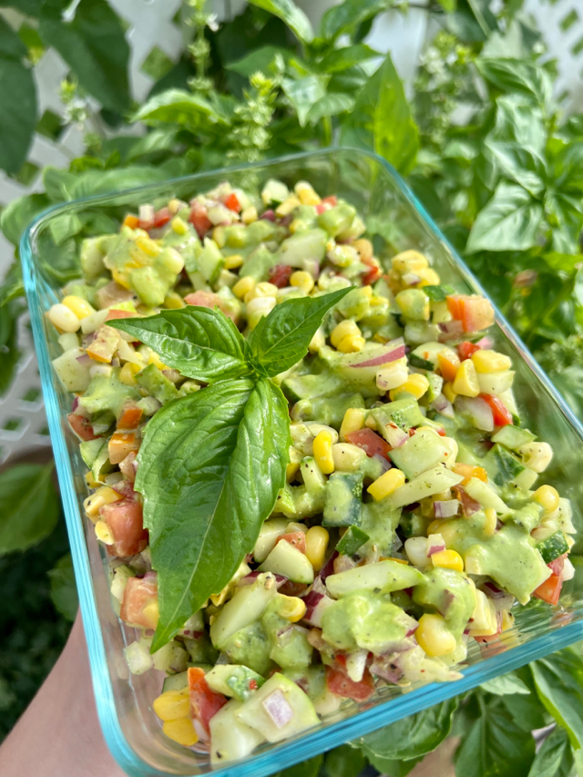 Corn & Cucumber Salad with Basil-Lemon