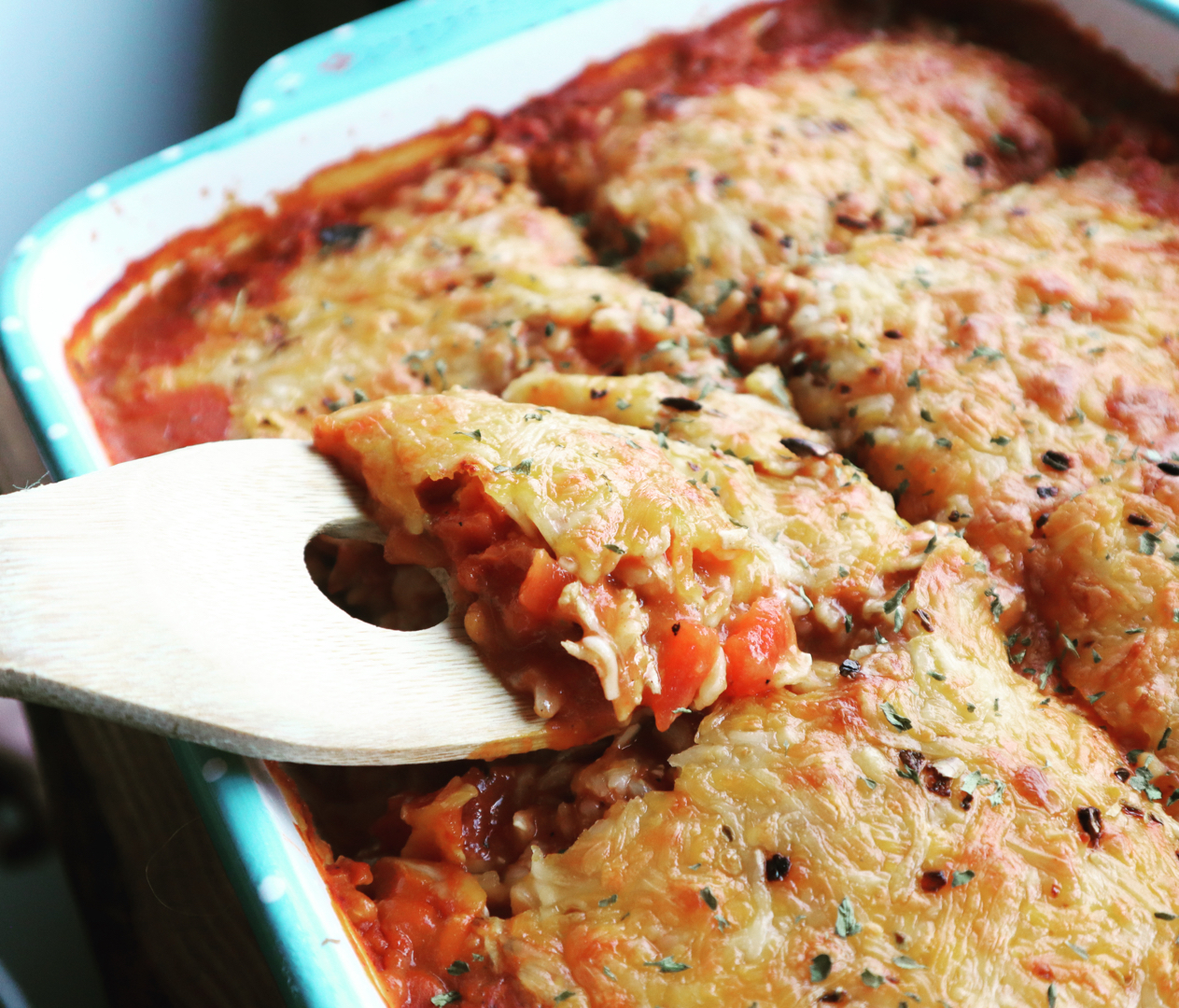 Brown Rice and Chicken Enchilada Casserole