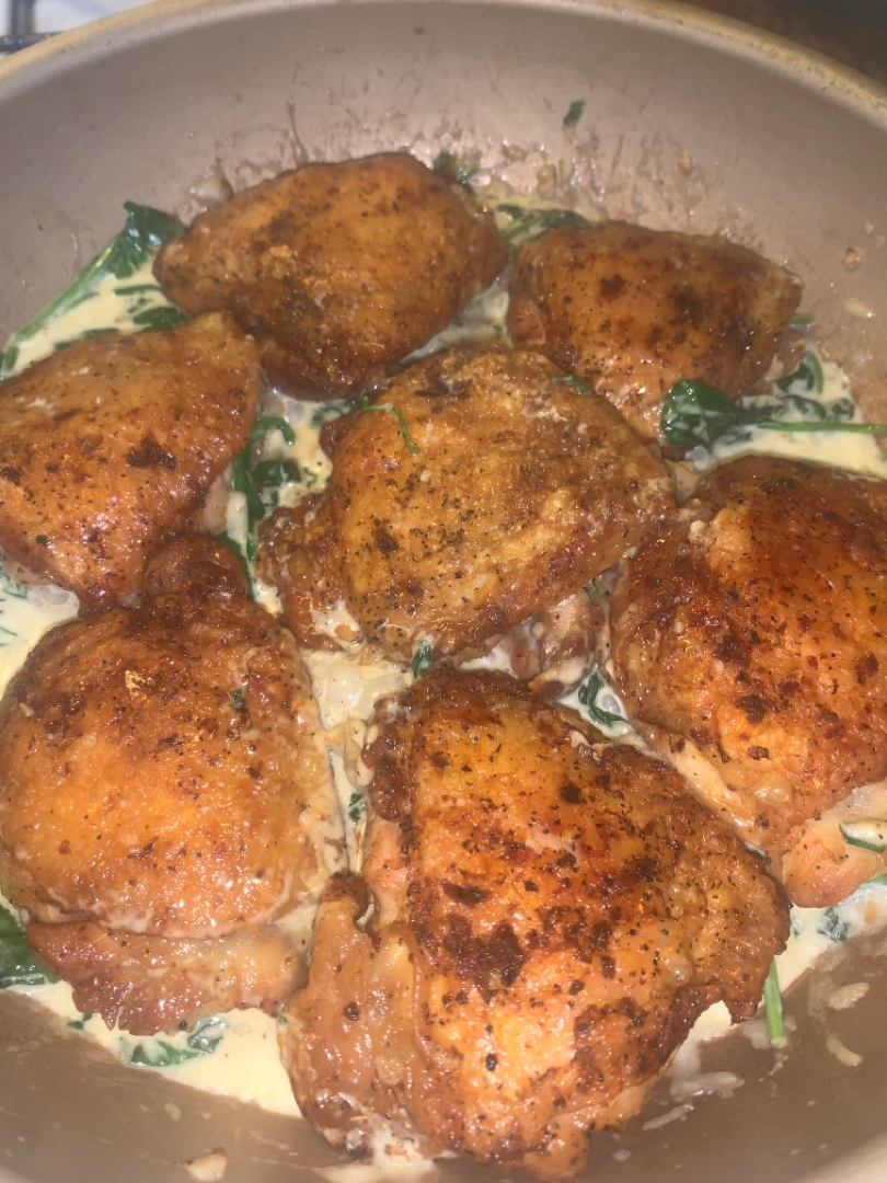 Garlic Parmesan Creamed Spinach & Chicken