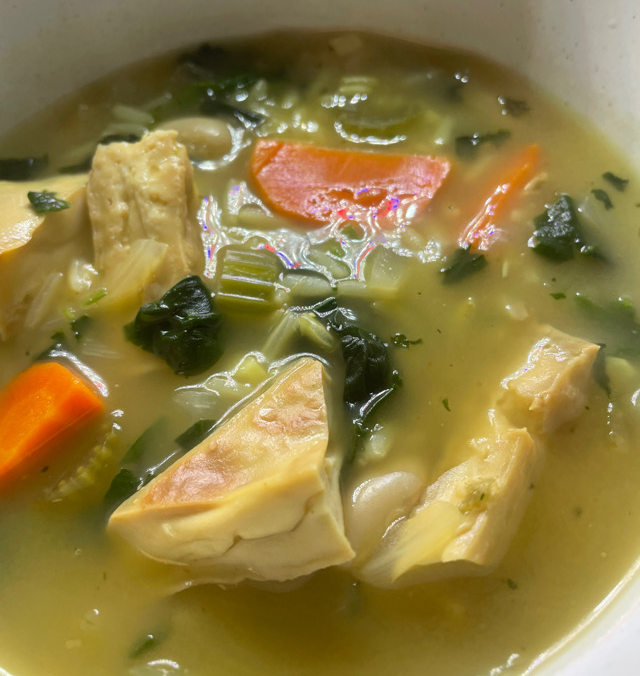 Hearty and Savory Tofu “chicken” Soup