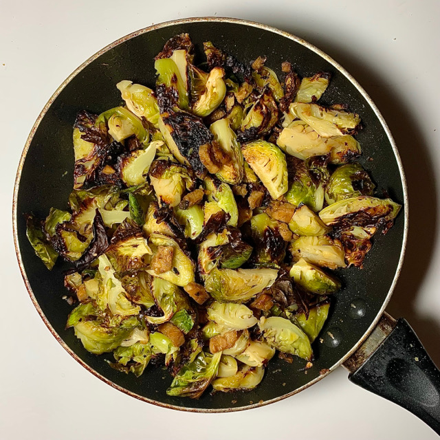 Vegan Maple Bacon Brussel Sprouts