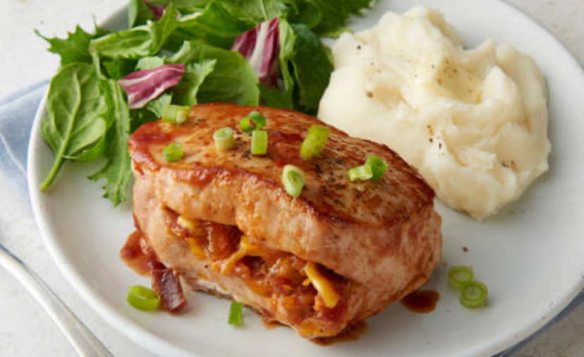 bbq bacon cheddar stuffed pork chops