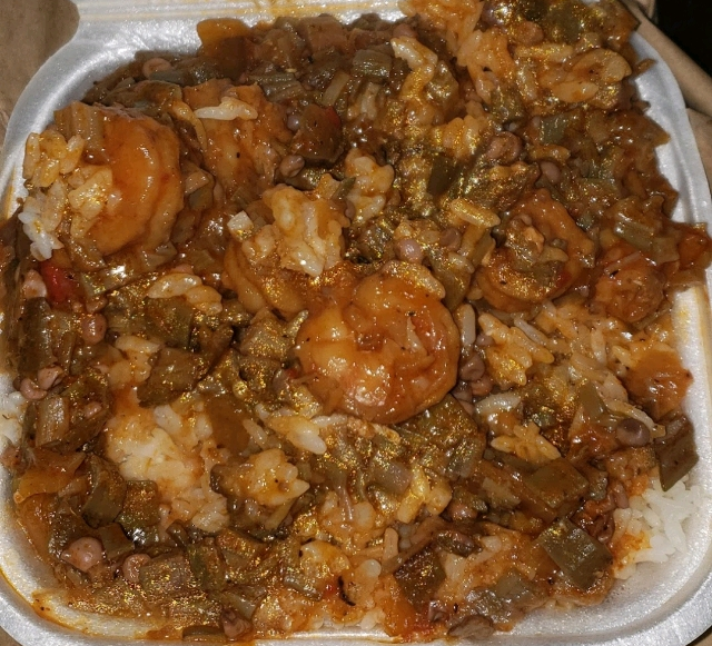 Creole Smothered Okra with shrimp