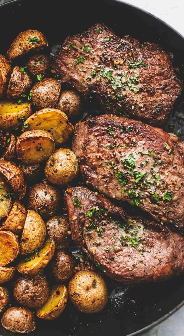 Garlic Butter Steak and Potatoes Skillet