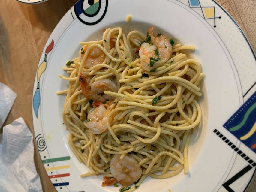Sautéed Shrimp and Chickpea Pasta