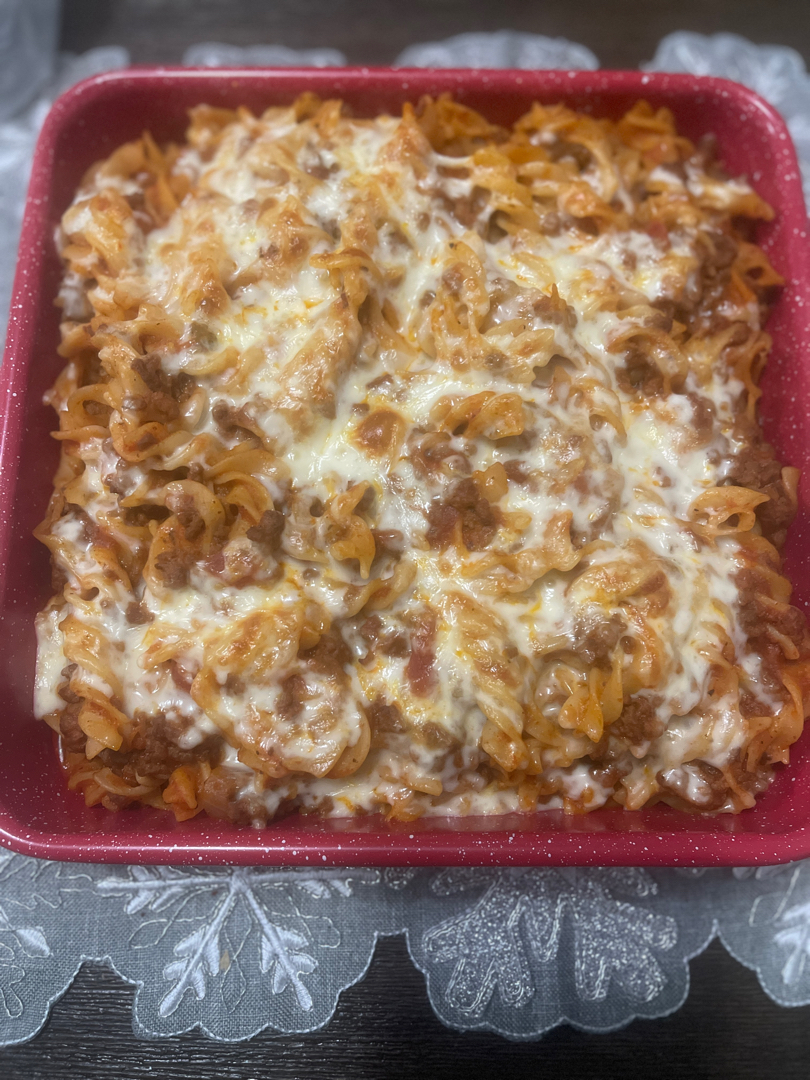 Baked fusilli pasta