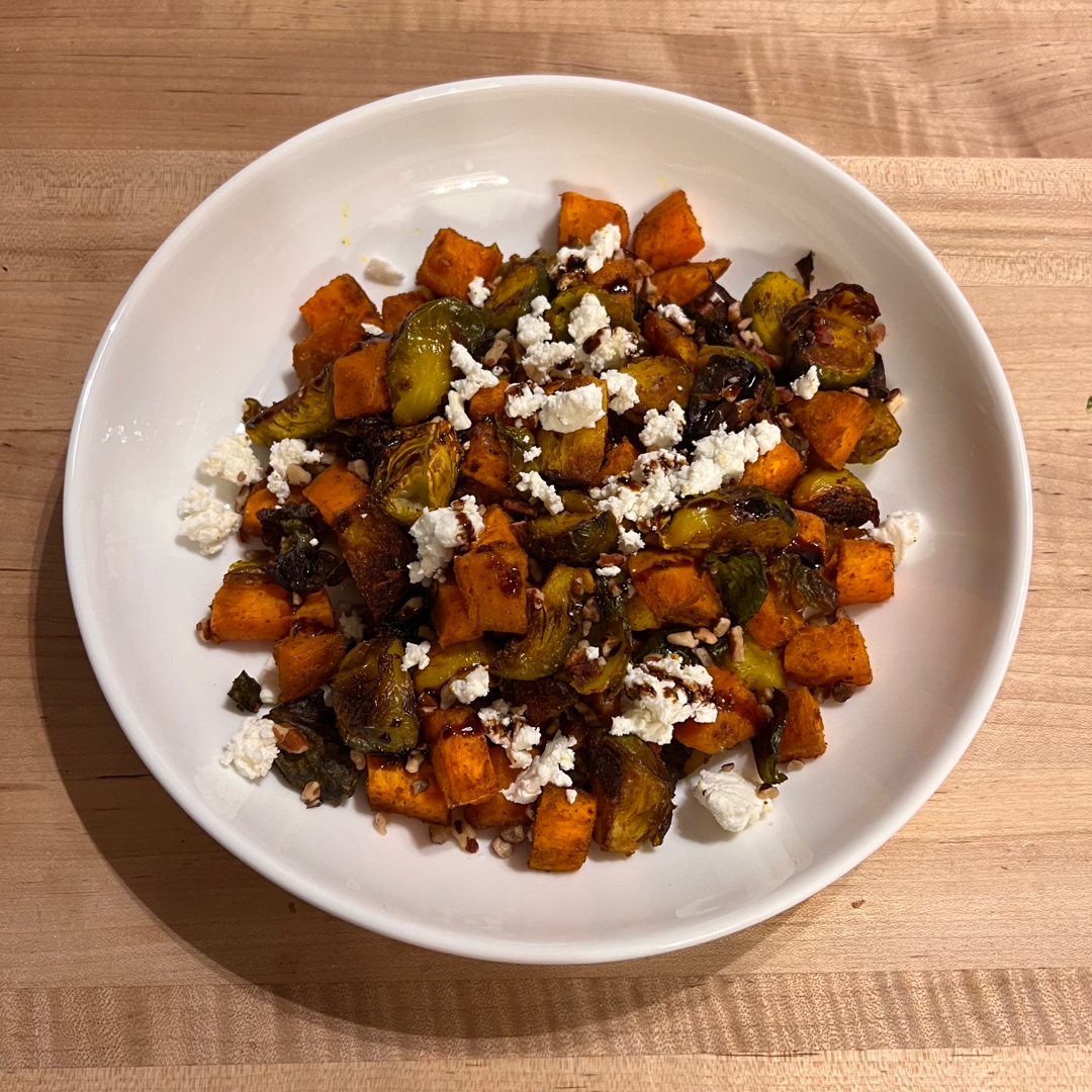 Roasted Sweet Potatoes & Brussel Sprouts