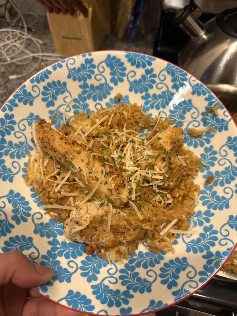 Chicken Scampi & Garic Parm Rice