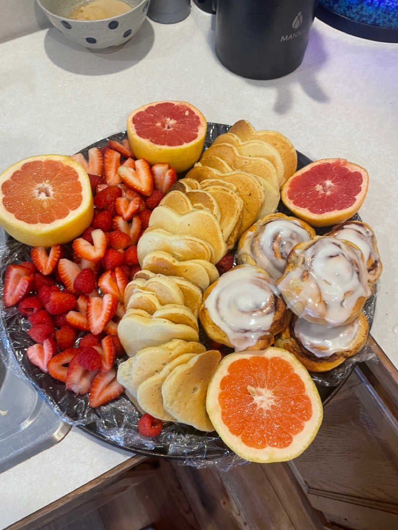 Valentines breakfast charcuterie board