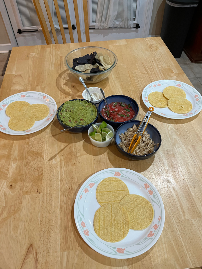 Chicken street tacos with guac and pico