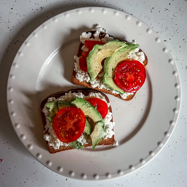 Cottage Cheese Toast with tomato & avocado