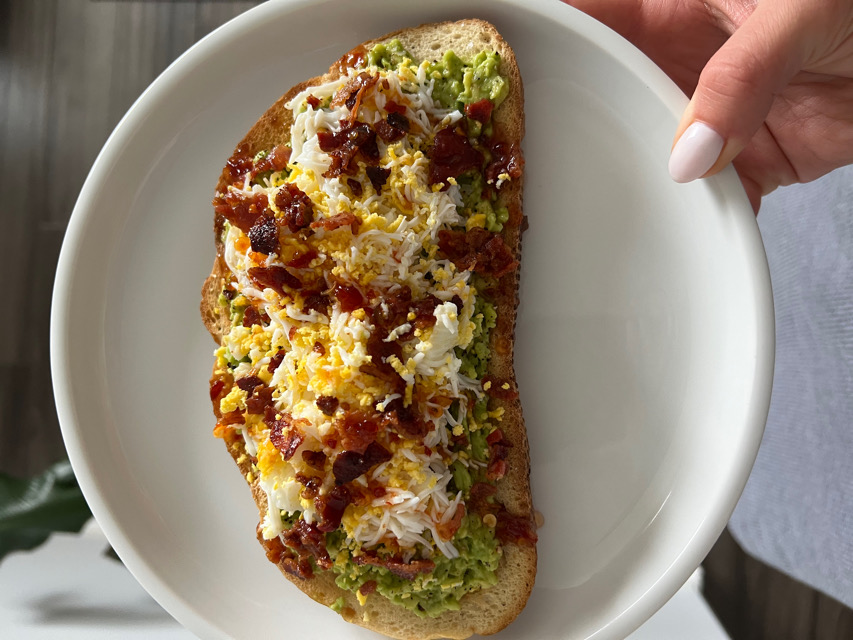 Grated egg avocado toast
