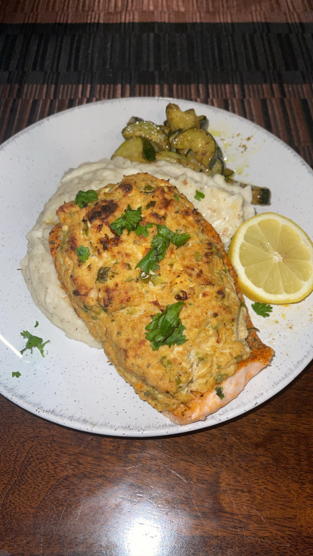 Crab stuffed Salmon