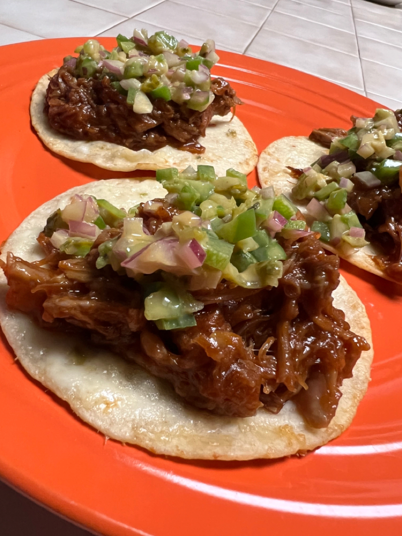 Left over BBQ Pork street tacos