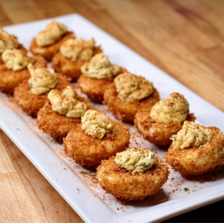 Fried deviled eggs