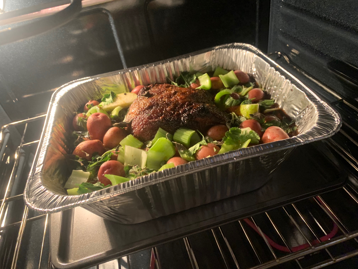 Pork shoulder roast with veggies