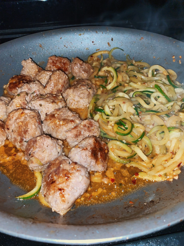 Garlic Butter Turkey Meatballs & Zoodles
