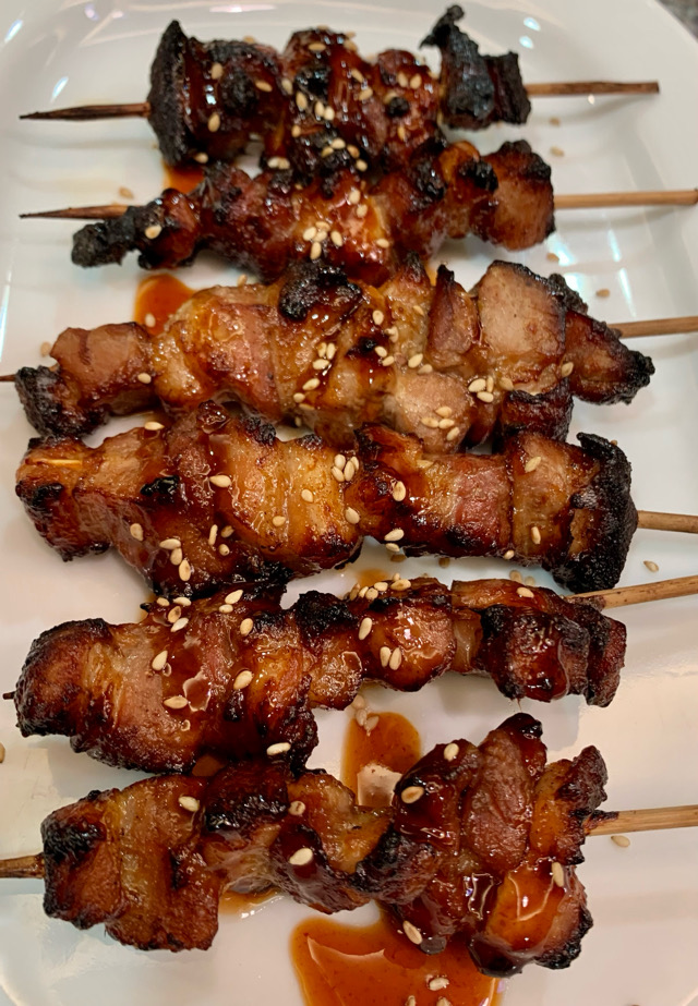 Asian Air Fryer Pork Belly Skewers