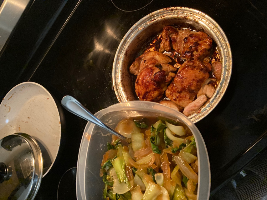 Sweet ginger chicken and bok choy