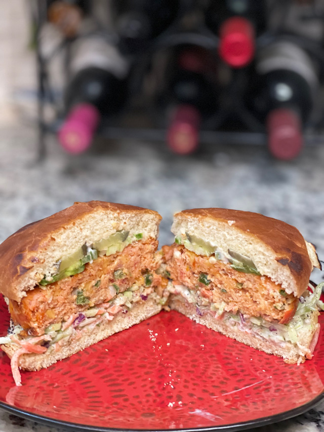 Spicy Packed BBQ Smoked Salmon Burger