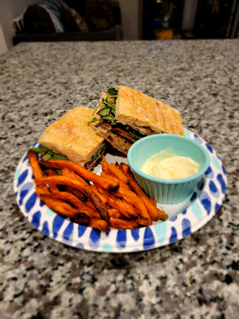Grilled portobello mushroom sandwich