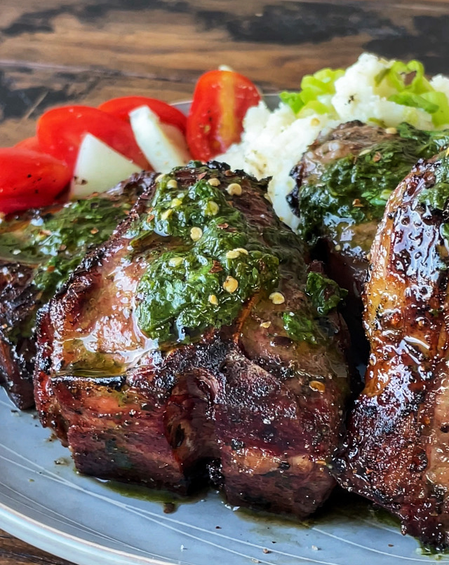 Lamb chops with chimichurri