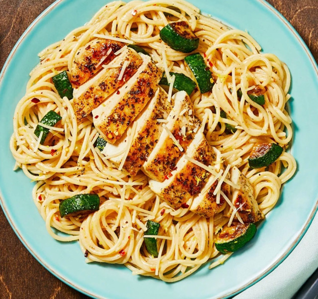 Italian Chicken Over Lemony Spaghetti