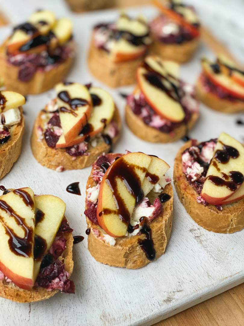 Cranberry Goat Cheese & Apple Crostini