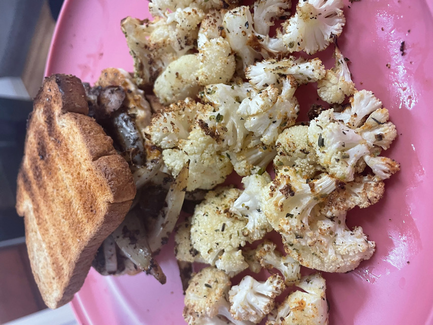 Turkey Burger and Rosted Cauliflower