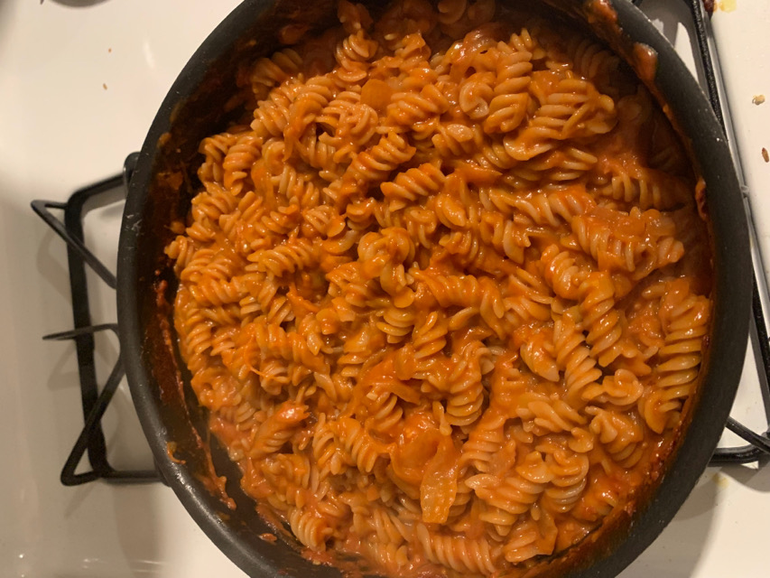 Vegan caramelized onion pasta