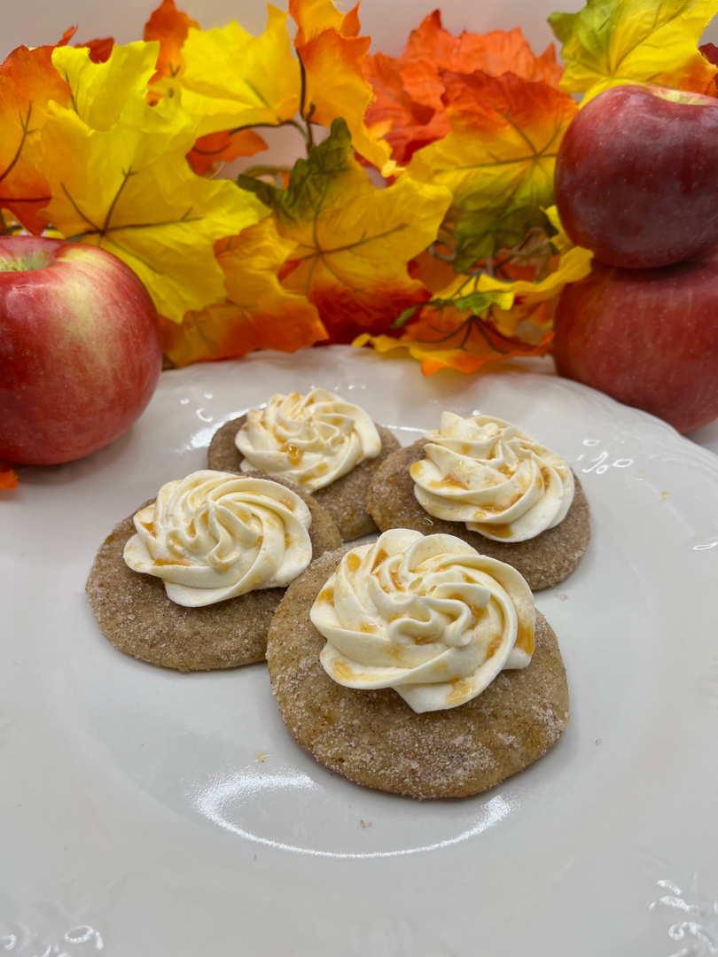 Caramel Apple Cider Snickerdoodle Cookies