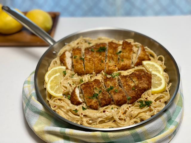 Creamy Lemon Pasta w/Lemon Crusted Chicken