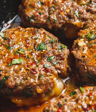 Turkey burgers stuffed with cheese