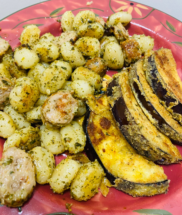 Pesto Gnocchi & Chicken Sausage & Eggplant