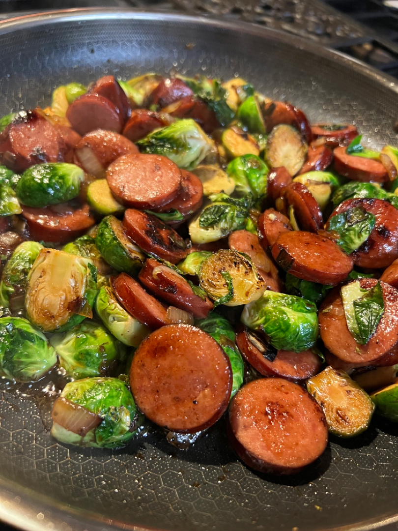 Smoked Sausage and Brussel Sprouts