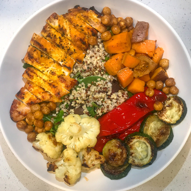 Roast Veggie & Greek Chicken Salad