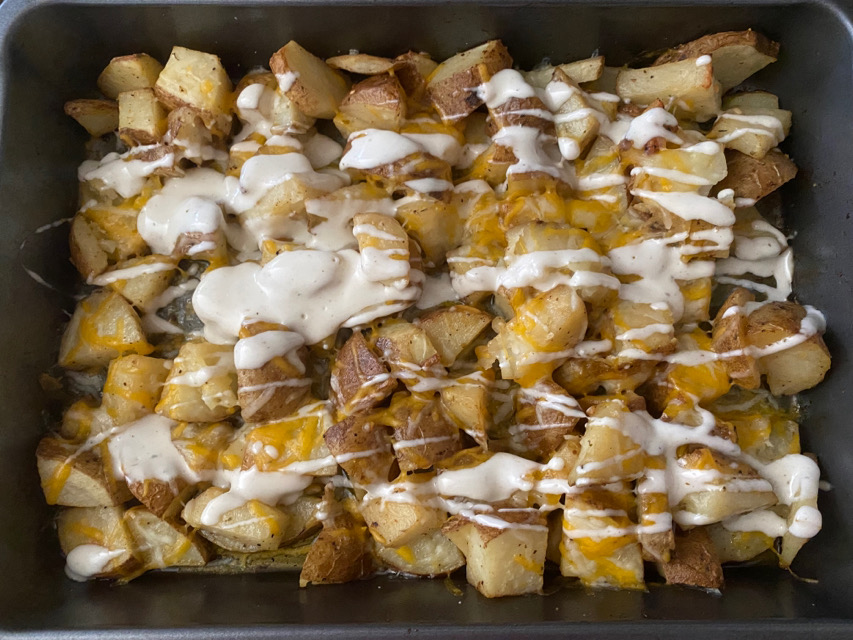 Cheesy Bacon Ranch Roasted potatoes 
