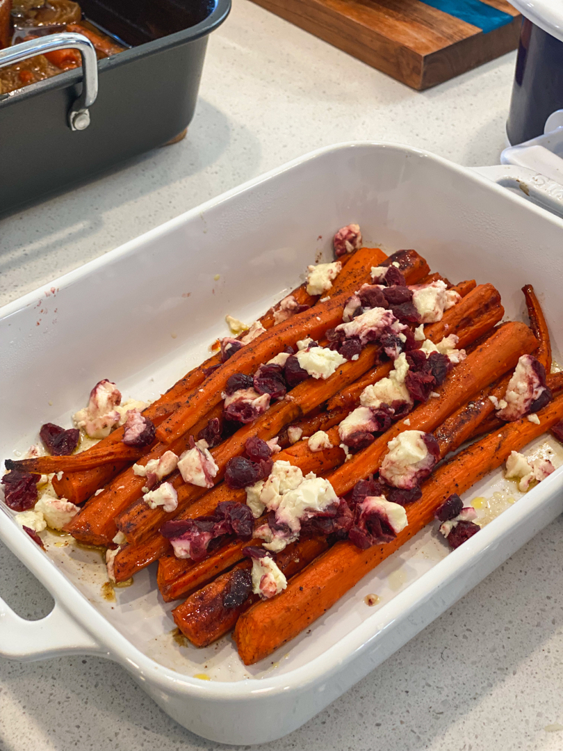 Roasted Carrots with Cranberry Goat Cheese